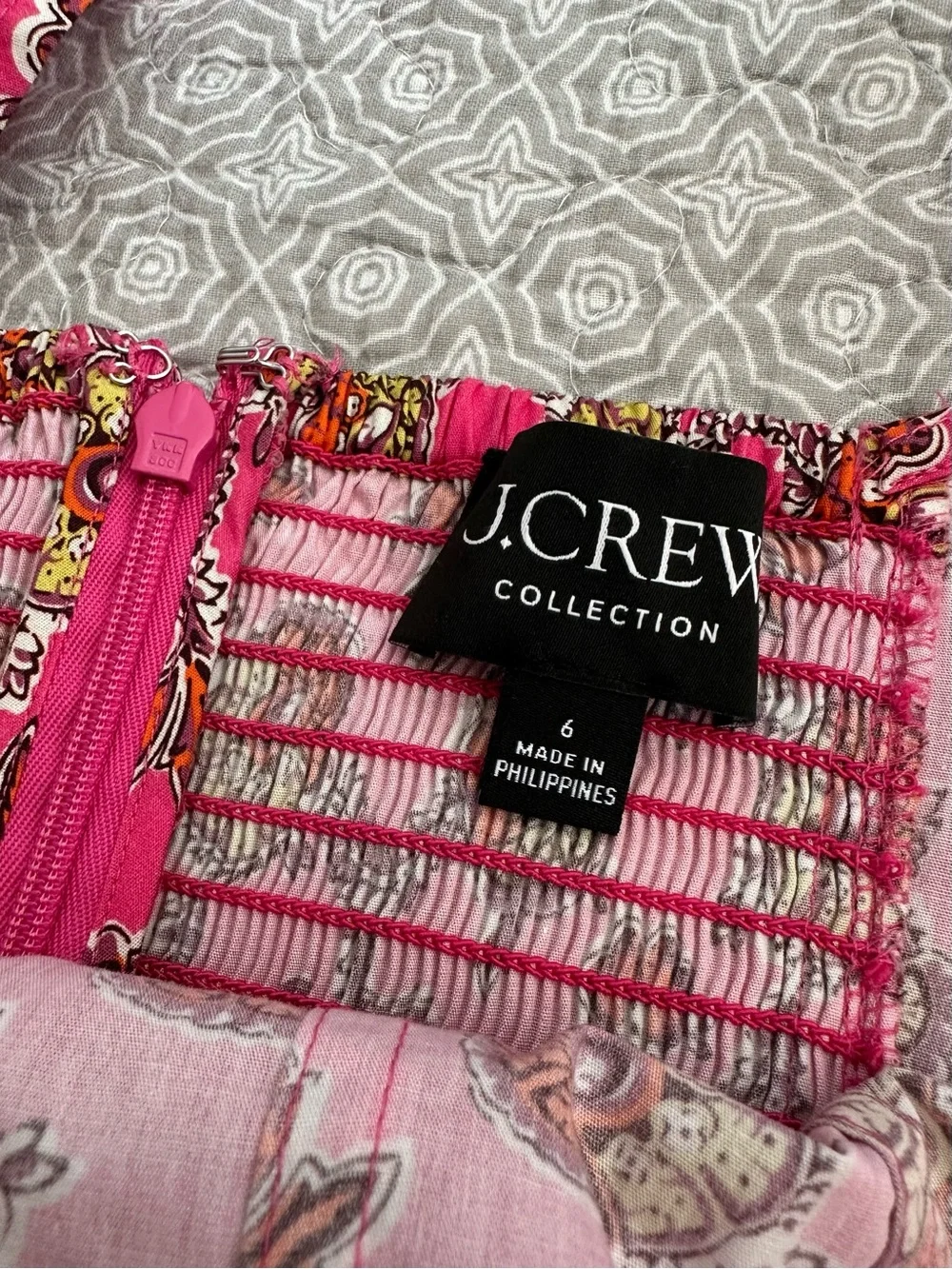 J. CREW Collection Puff-Sleeve Square-neck Top Ratti Pink Cottagecore Size 6